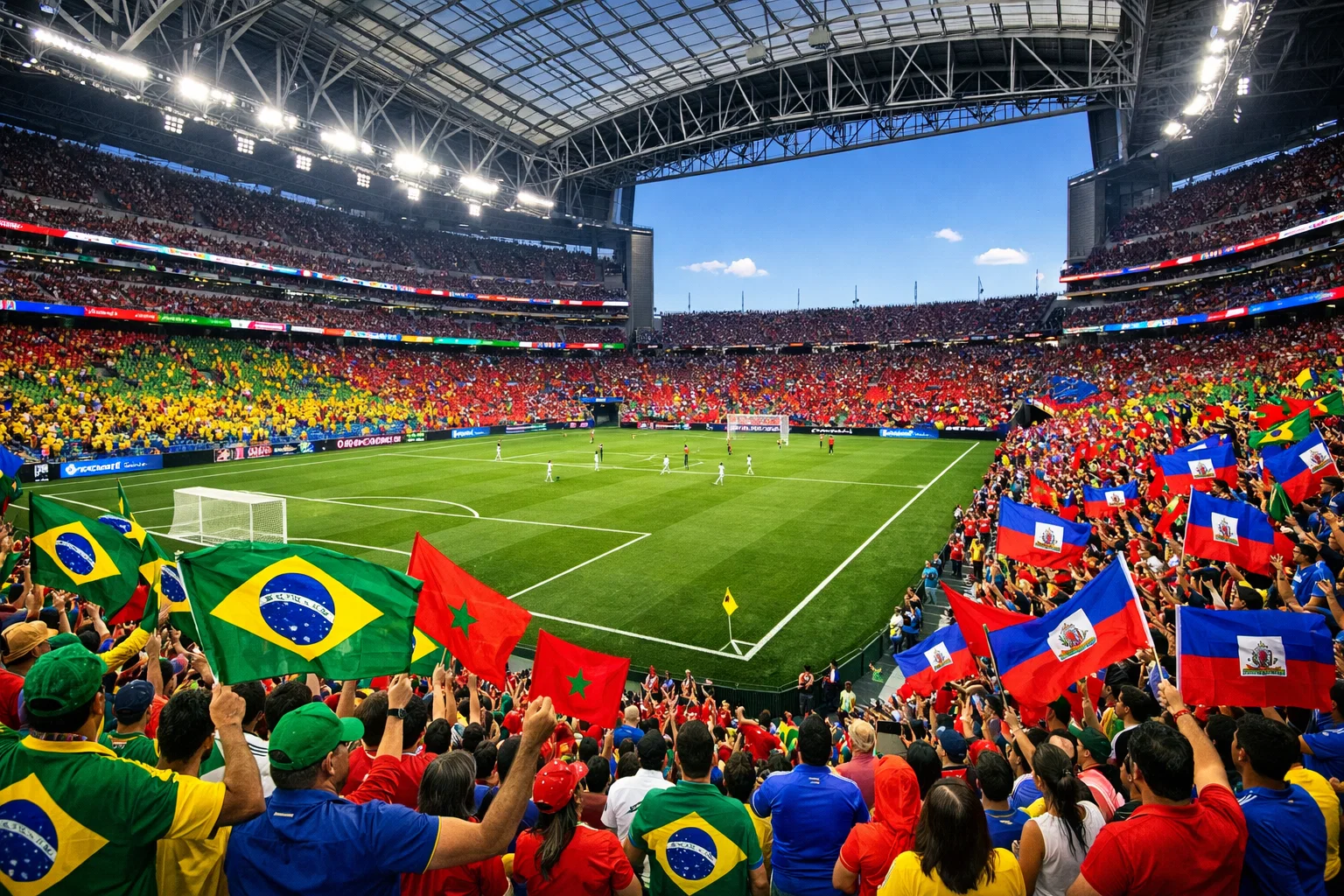 Supporters brésiliens et haïtiens réunis pour le Groupe C de la Coupe du Monde 2026