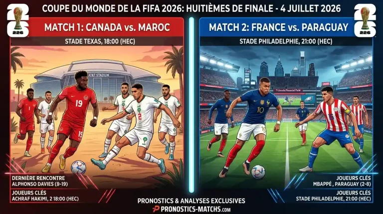 Pronostics des matchs du 4 juillet 2026